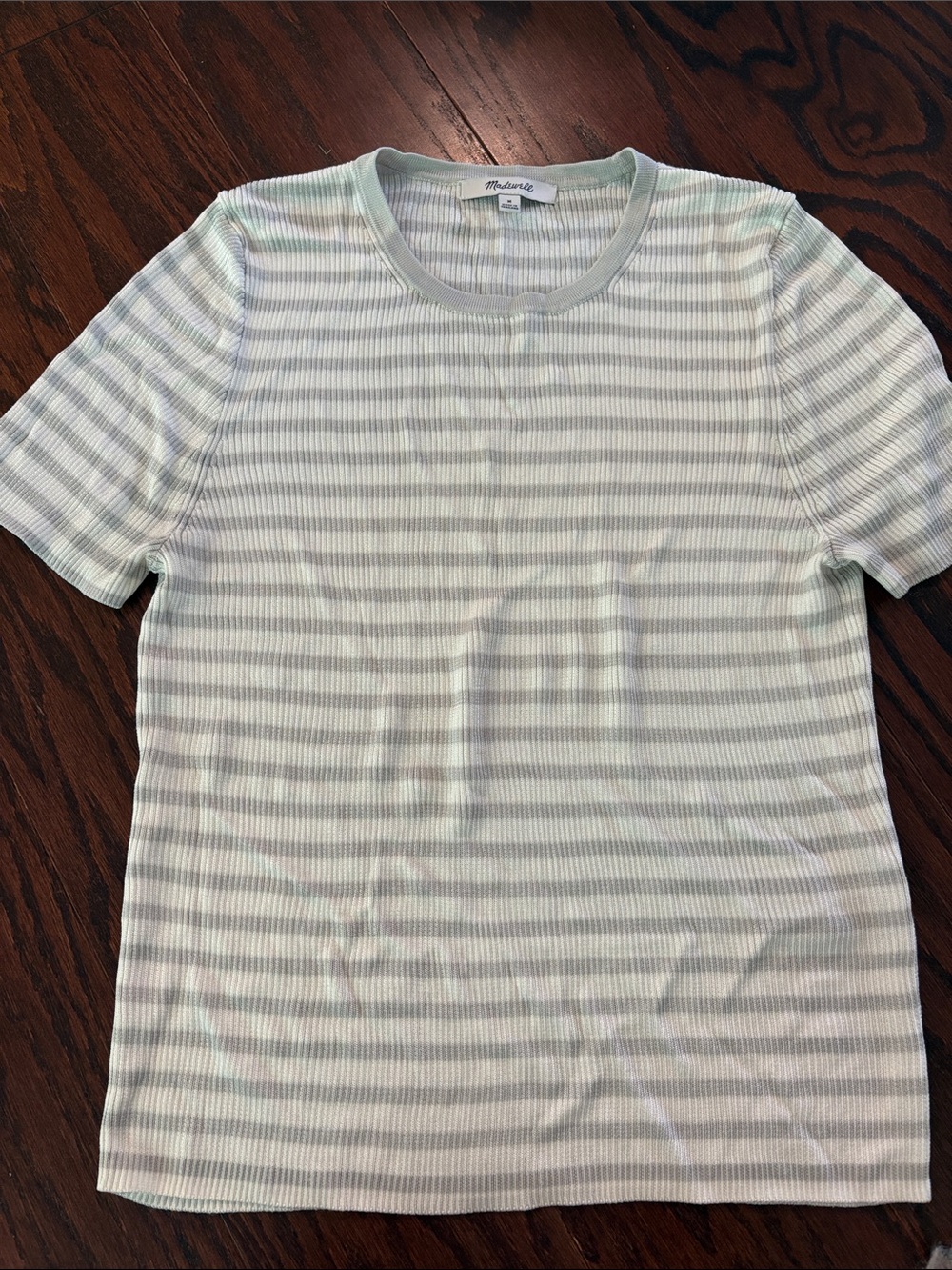 Madewell Short Sleeve Ribbed Tee - Gray & White Stripes